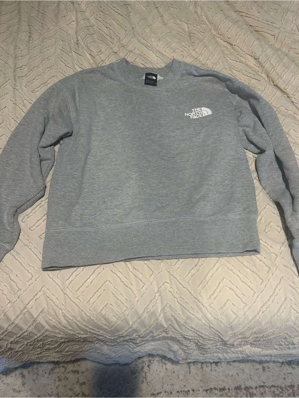 The North Face Women's Light Gray Crew Pullover Sweatshirt